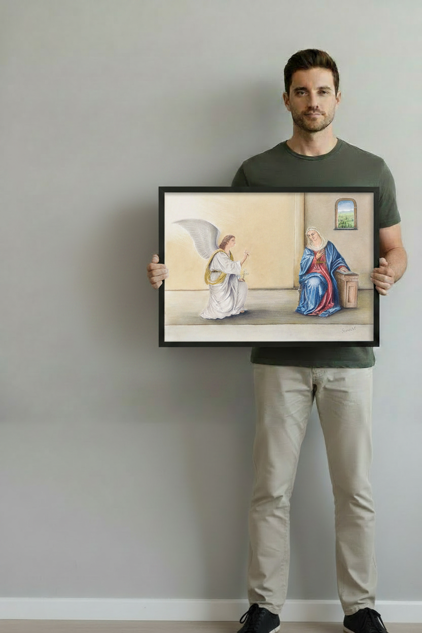 Annunciation - Black Frame 12x16 Horizontal
