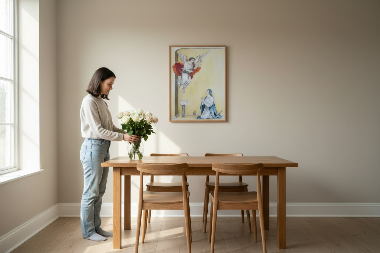 Annunciation oak frame lifestyle - clear view