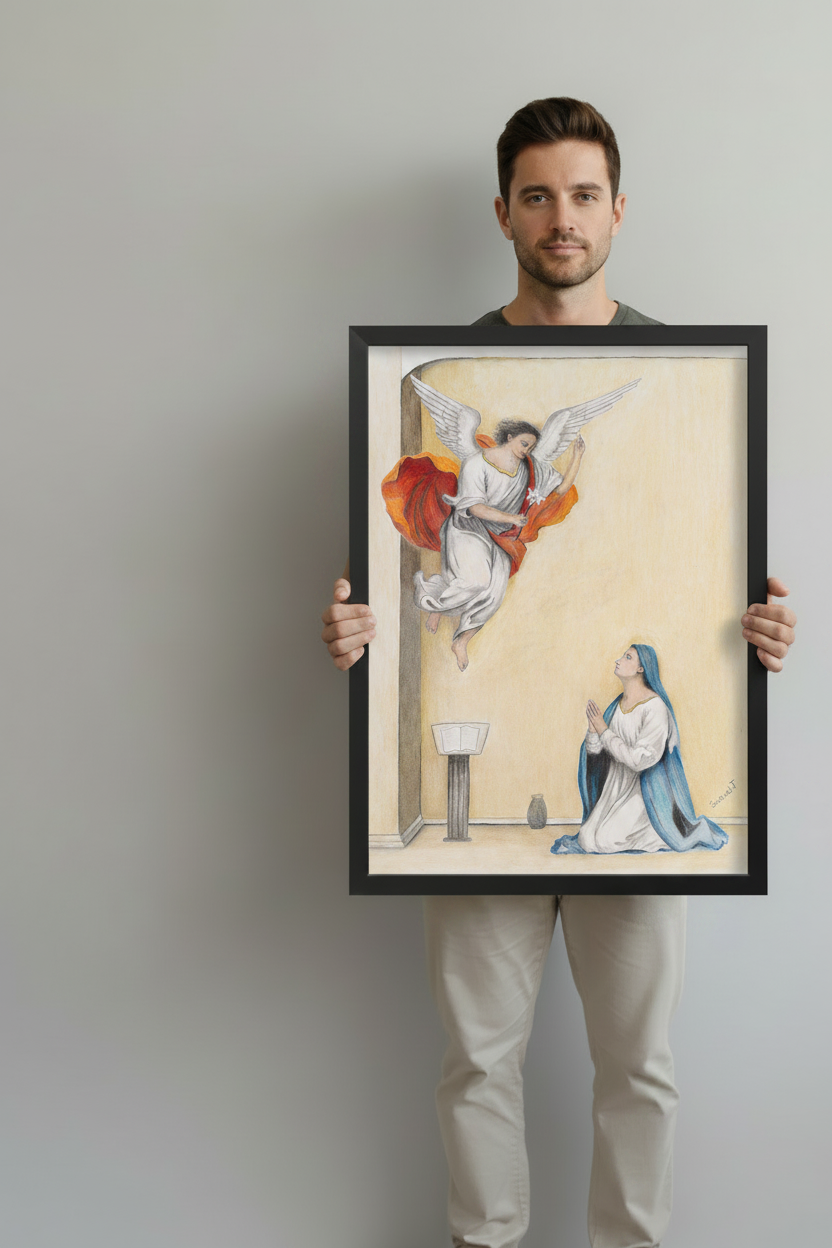 The Annunciation - Black Frame Large 18x24