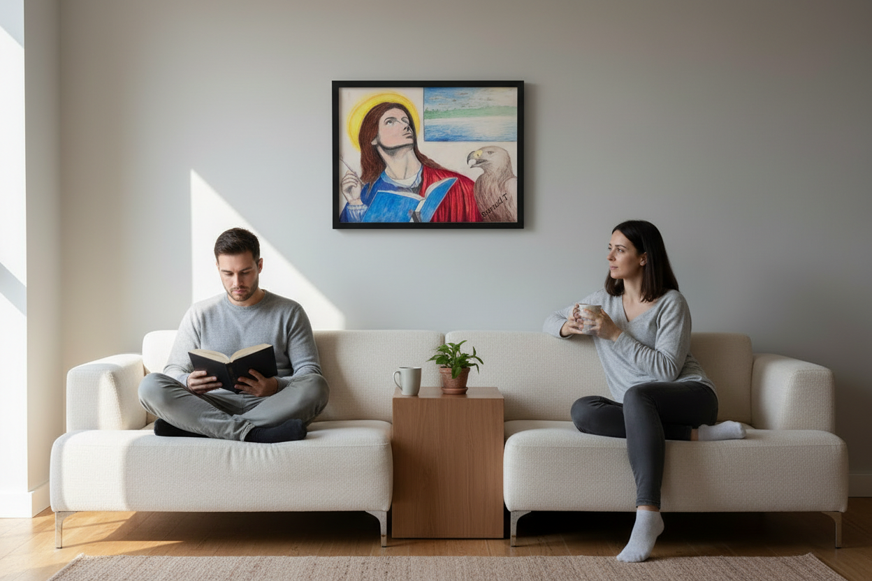 Saint John lifestyle wall display with people