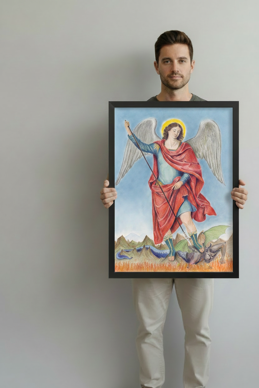 Saint Michael — Large Black Frame