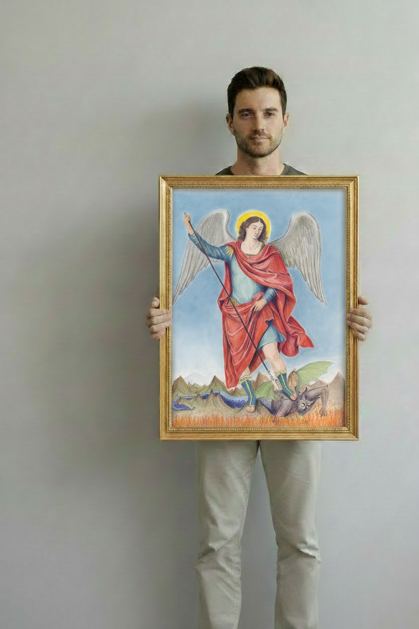 Saint Michael — Large Gold Frame