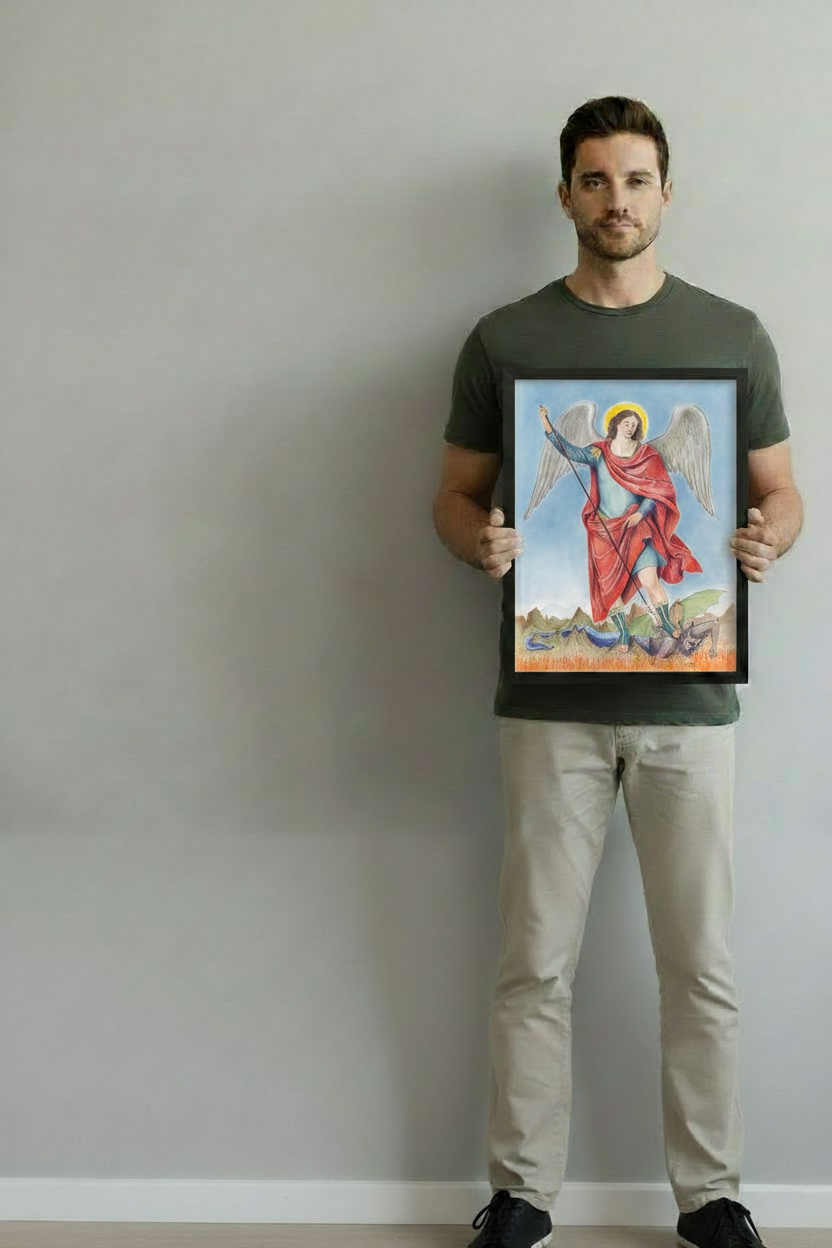 Saint Michael — Small Black Frame