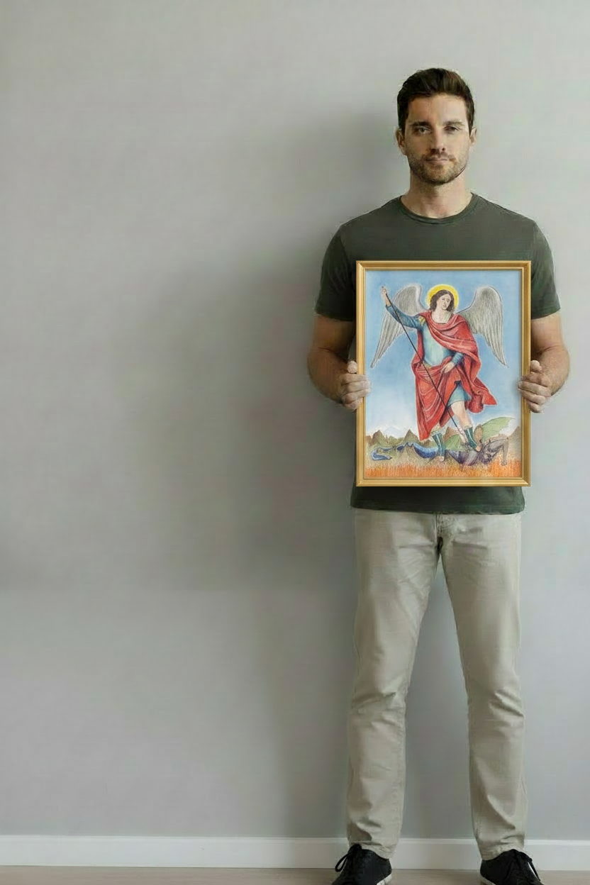 Saint Michael Small Gold Frame
