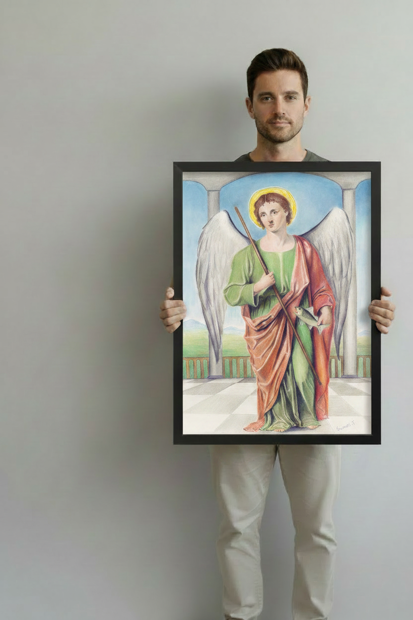 Saint Raphael — Large Black Frame