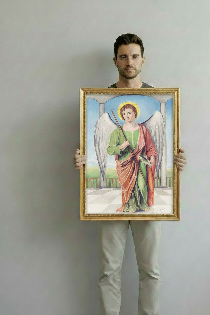 Saint Raphael — Large Gold Frame